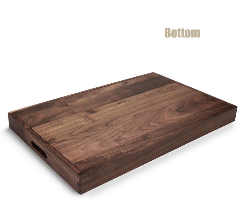 MAGIGO 28 x 18 Inches Extra Large Rectangle Black Walnut Wood Ottoman Tray with Handles, Serve Tea, Coffee or Breakfast in Bed, Classic Wooden Decorative Serving Tray - Image 4